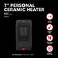 400W Compact Personal 7" Ceramic Heater, Black