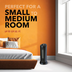 1500/900W Oscillating 17" Ceramic Heater, Black