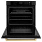 ZLINE 30" Autograph Single Wall Oven with Air Fry and Self-Clean in Black and Champagne Bronze Handle, WASBZ-30-CB
