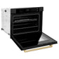 ZLINE 30" Autograph Single Wall Oven with Air Fry and Self-Clean in Black and Champagne Bronze Handle, WASBZ-30-CB