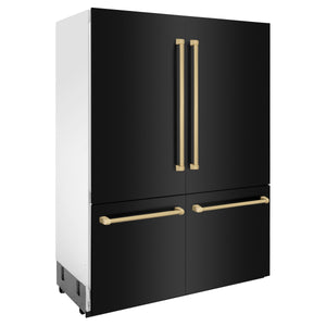 ZLINE 60" Autograph Built-in Refrigerator with Internal Water & Ice Dispenser in Black Stainless with Bronze Accents