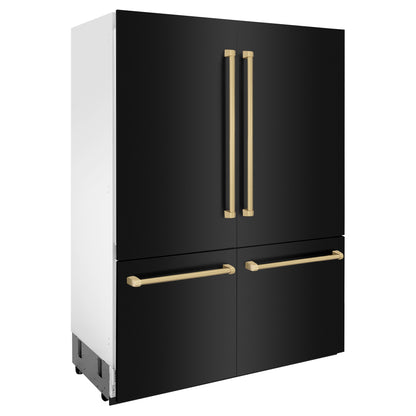 ZLINE 60" Autograph Built-in Refrigerator with Internal Water & Ice Dispenser in Black Stainless with Bronze Accents