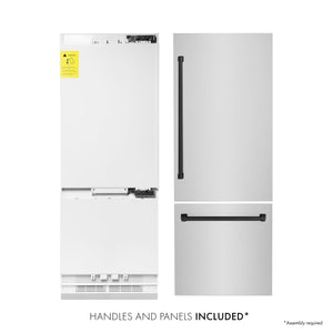 ZLINE Autograph 30 In. 16.1 cu. ft. Built-In Refrigerator with Internal Water and Ice Dispenser with Matte Black Accents, RBIVZ-304-30-MB