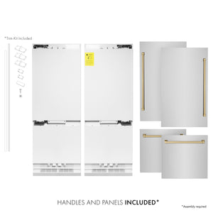 ZLINE Autograph 60" 32.2 cu. ft. Refrigerator with Internal Water and Ice Dispenser in Stainless Steel and Bronze Accents