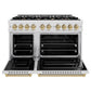 ZLINE Autograph 48" 6.7 cu. ft. Classic Double Oven Gas Range with 8 Burner Cooktop in Satin Stainless Steel and Champagne Bronze Accents, CGRSZ-48-CB