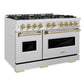 ZLINE Autograph 48" 6.7 cu. ft. Classic Double Oven Gas Range with 8 Burner Cooktop in Satin Stainless Steel and Champagne Bronze Accents, CGRSZ-48-CB