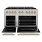 ZLINE Autograph 48" 6.7 cu. ft. Classic Double Oven Gas Range with 8 Burner Cooktop in Satin Stainless Steel with White Matte Doors and Champagne Bronze Accents, CGRSZ-WM-48-CB