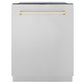 ZLINE Autograph Package - 48" Dual Fuel Range, Range Hood, Refrigerator with Water and Ice Dispenser, Microwave and Dishwasher in Stainless Steel with Gold Accents