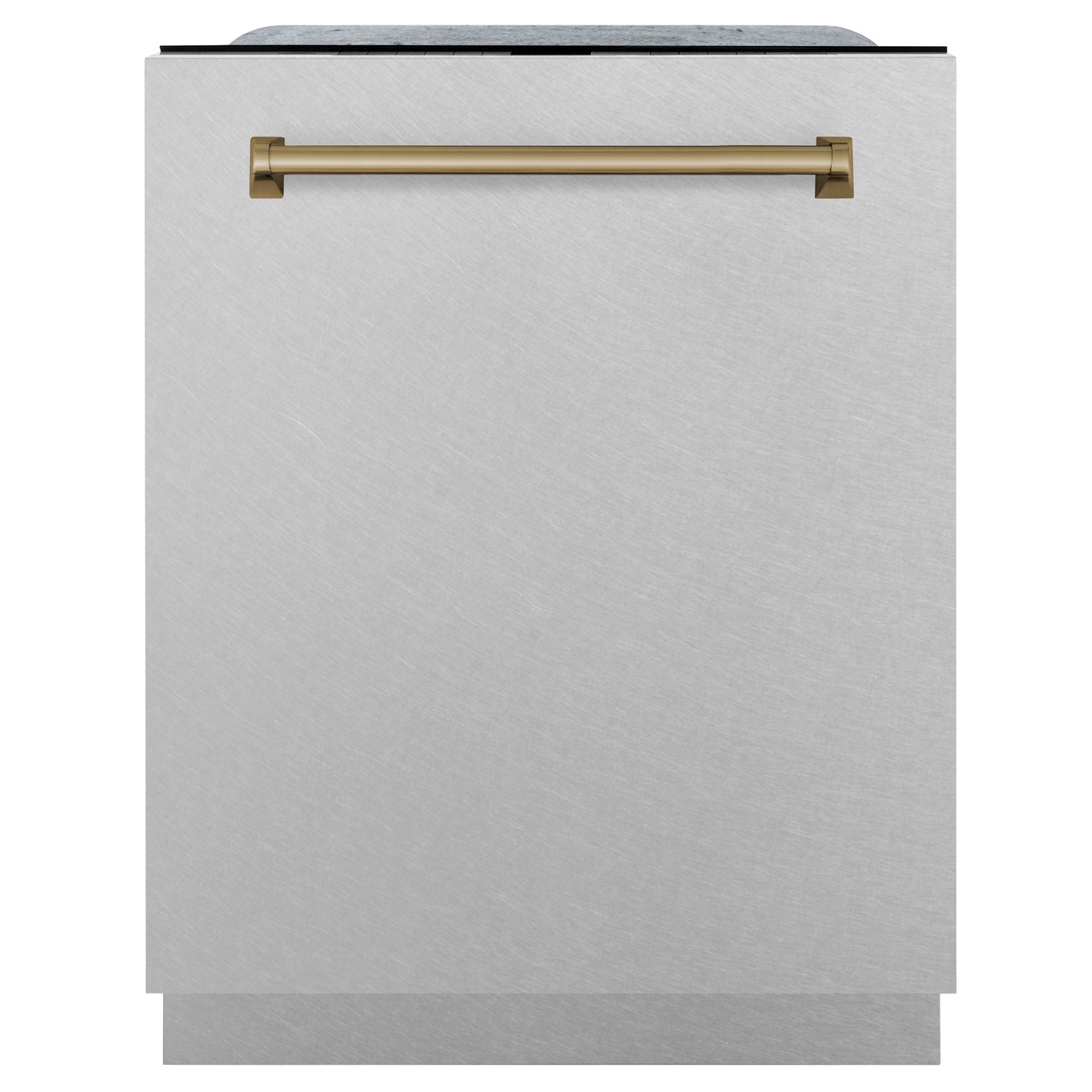 ZLINE Autograph 24" Monument Series 3rd Rack Top Touch Control Tall Tub Dishwasher with Satin Stainless Steel Panel and Champagne Bronze Handle, 45dBa, DWMTZ-SN-24-CB