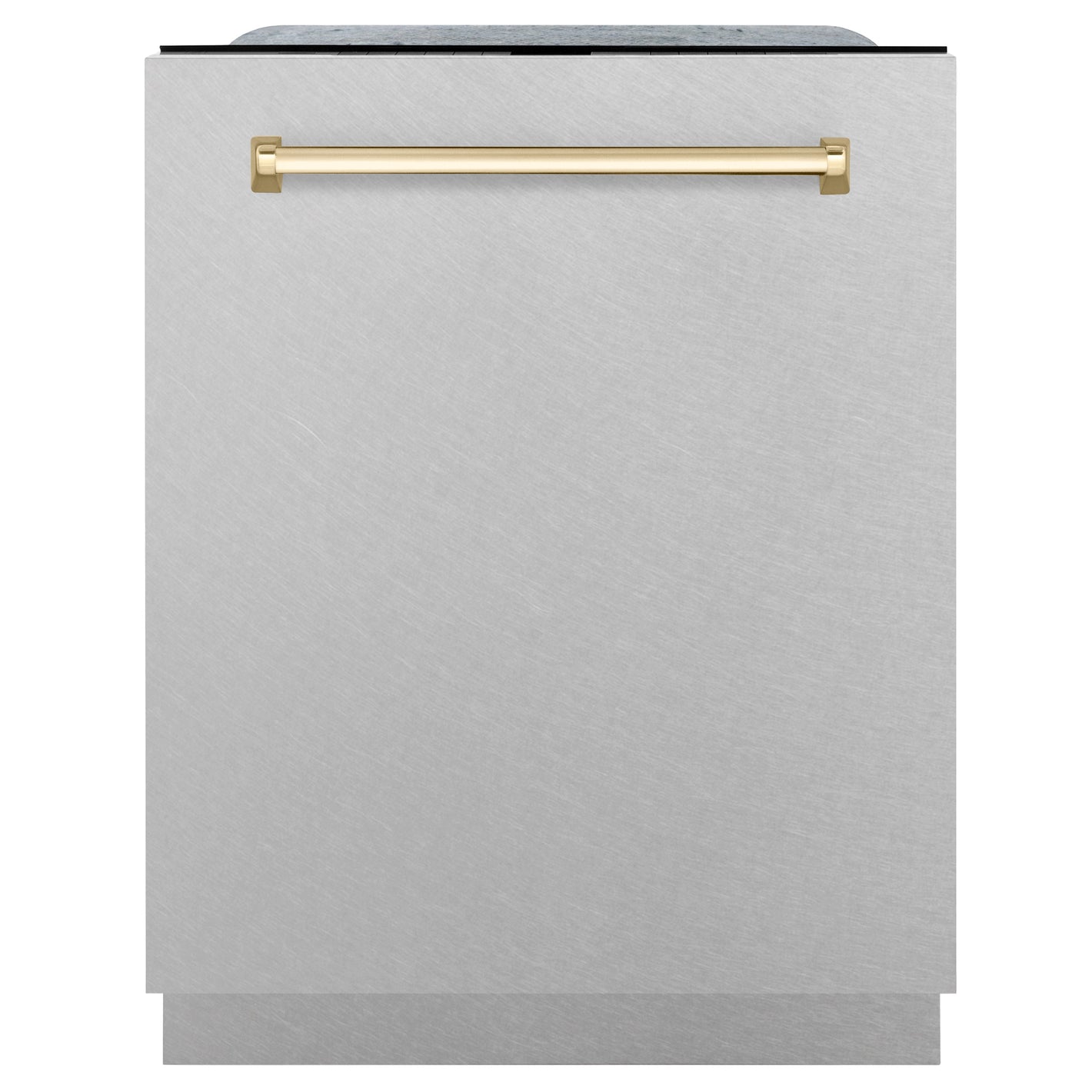 ZLINE Autograph 24" Monument Series 3rd Rack Top Touch Control Tall Tub Dishwasher with Satin Stainless Steel Panel and Polished Gold Handle, 45dBa, DWMTZ-SN-24-G