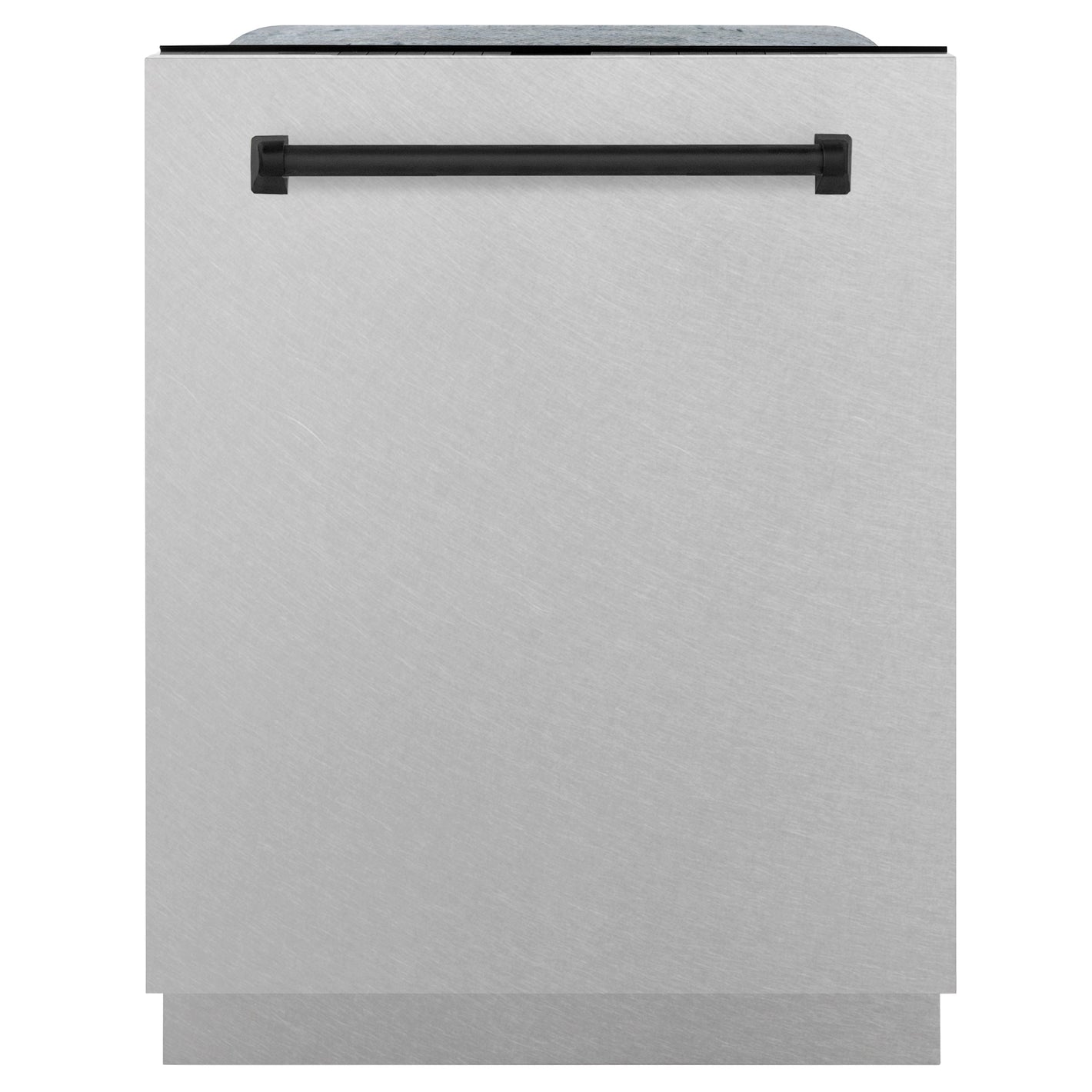 ZLINE Autograph 24" Monument Series 3rd Rack Top Control Built-In Tall Tub Dishwasher with Satin Stainless Steel Panel and Matte Black Handle, 45dBa, DWMTZ-SN-24-MB