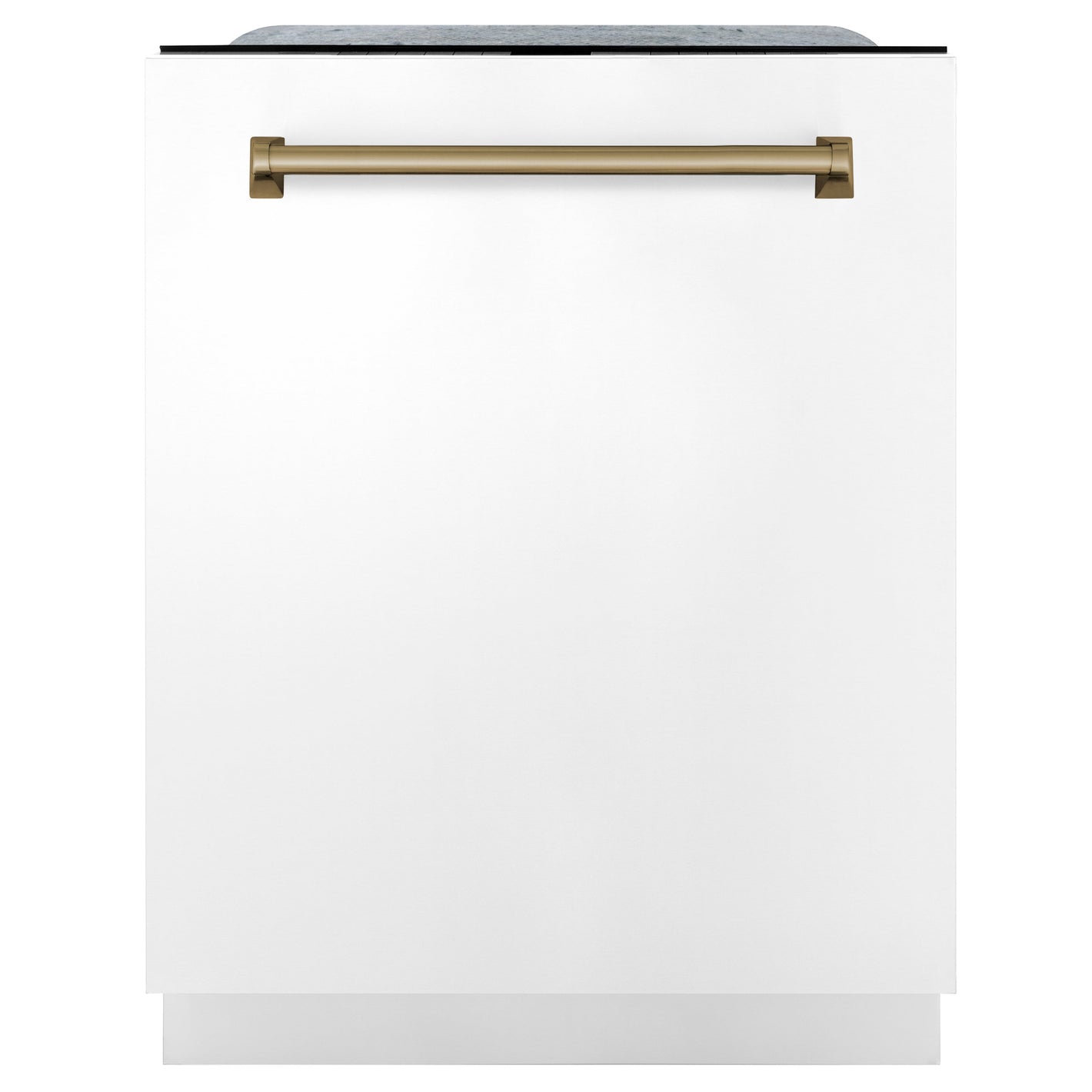 ZLINE Autograph Edition 24 inch Tall Dishwasher, Touch Control, in White Matte with Champagne Bronze Handle, DWMTZ-WM-24-CB