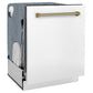 ZLINE Autograph Package - 48" Dual Fuel Range, Range Hood, and Dishwasher in White Matte and Satin Stainless Steel with Bronze Accents, 3AKPR-RASWMRHDWM48-CB