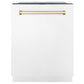 ZLINE Autograph Package - 30 In. Dual Fuel Range, Range Hood, Dishwasher in White Matte with Gold Accents, 3AKP-RAWMRHDWM30-G