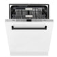 ZLINE Kitchen and Bath Autograph Package - 36 In. Dual Fuel Range, Range Hood, Dishwasher in White Matte with Matte Black Accents, 3AKP-RAWMRHDWM36-MB