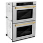 ZLINE 30" Autograph Professional True Convection Double Wall Oven with Air Fry and Self Clean in Satin Stainless Steel with Polished Gold Handles, WADSZ-30-G