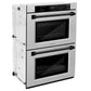 ZLINE 30" Autograph Professional True Convection Double Wall Oven with Air Fry and Self Clean in Satin Stainless Steel with Matte Black Handles, WADSZ-30-MB