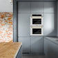 ZLINE 30" Autograph Professional True Convection Double Wall Oven with Air Fry and Self Clean in Satin Stainless Steel with White Matte Doors and Polished Gold Handles, WADSZ-WM-30-G