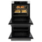 ZLINE 30" Autograph Professional True Convection Double Wall Oven with Air Fry and Self Clean in Satin Stainless Steel with White Matte Doors and Matte Black Handles, WADSZ-WM-30-MB