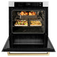 ZLINE 30" Autograph Professional True Convection Single Wall Oven with Air Fry and Self Clean in Satin Stainless Steel with White Matte Door and Champagne Bronze Handle, WASSZ-WM-30-CB