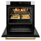 ZLINE 30" Autograph Professional True Convection Single Wall Oven with Air Fry and Self Clean in Satin Stainless Steel with White Matte Door and Polished Gold Handle, WASSZ-WM-30-G