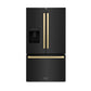 ZLINE Autograph 36" 28.9 cu. ft. Standard-Depth Refrigerator with Water Dispenser, Dual Ice Maker in Black with Champagne Bronze Square Handles
