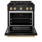 ZLINE Autograph 30" 4.2 cu. ft. Paramount Dual Fuel Range with 4 Burners in Black Stainless Steel with Polished Gold Accents, SDRBZ-30-G