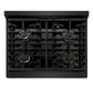 ZLINE Autograph Package - 30 In. Gas Range, Range Hood in Black Stainless Steel with Champagne Bronze Accents, 2AKP-SGRBRH30-CB