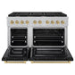 ZLINE Autograph 48" 6.7 cu. ft. Paramount Double Oven Dual Fuel Range with 8 Burner Gas Cooktop in Satin Stainless Steel with Black Matte Doors and Champagne Bronze Accents, SDRSZ-BLM-48-CB