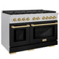 ZLINE Autograph 48" 6.7 cu. ft. Paramount Double Oven Dual Fuel Range with 8 Burner Gas Cooktop in Satin Stainless Steel with Black Matte Doors and Champagne Bronze Accents, SDRSZ-BLM-48-CB