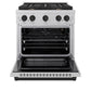 ZLINE Autograph 30" 4.2 cu. ft. Paramount Dual Fuel Range with 4 Burner Gas Cooktop and Electric Convection Oven in Satin Stainless Steel with Matte Black Accents, SDRSZ-30-MB