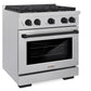 ZLINE Autograph 30" 4.2 cu. ft. Paramount Dual Fuel Range with 4 Burner Gas Cooktop and Electric Convection Oven in Satin Stainless Steel with Matte Black Accents, SDRSZ-30-MB