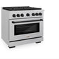 ZLINE Autograph 36" 5.2 cu. ft. Paramount Dual Fuel Range with 6 Burner Gas Cooktop and Electric Convection Oven in Satin Stainless Steel with Matte Black Accents, SDRSZ-36-MB