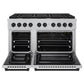 ZLINE Autograph 48" 6.7 cu. ft. Paramount Double Oven Dual Fuel Range with 8 Burner Gas Cooktop in Satin Stainless Steel and Matte Black Accents, SDRSZ-48-MB