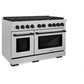 ZLINE Autograph 48" 6.7 cu. ft. Paramount Double Oven Dual Fuel Range with 8 Burner Gas Cooktop in Satin Stainless Steel and Matte Black Accents, SDRSZ-48-MB