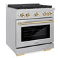 ZLINE Autograph 30" 4.2 cu. ft. Paramount Gas Range with 4 Burner Cooktop and Convection Gas Oven in Satin Stainless Steel and Polished Gold Accents, SGRSZ-30-G