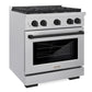 ZLINE Autograph 30" 4.2 cu. ft. Paramount Gas Range with 4 Burner Cooktop and Convection Gas Oven in Satin Stainless Steel and Matte Black Accents, SGRSZ-30-MB