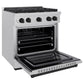 ZLINE Autograph 30" 4.2 cu. ft. Paramount Gas Range with 4 Burner Cooktop and Convection Gas Oven in Satin Stainless Steel and Matte Black Accents, SGRSZ-30-MB