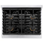ZLINE Autograph 30" 4.2 cu. ft. Paramount Gas Range with 4 Burner Cooktop and Convection Gas Oven in Satin Stainless Steel and Matte Black Accents, SGRSZ-30-MB
