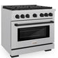 ZLINE Autograph 36" 5.2 cu. ft. Paramount Gas Range with 6 Burner Cooktop and Convection Gas Oven in Satin Stainless Steel and Matte Black Accents, SGRSZ-36-MB