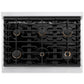 ZLINE Autograph 36" 5.2 cu. ft. Paramount Gas Range with 6 Burner Cooktop and Convection Gas Oven in Satin Stainless Steel and Matte Black Accents, SGRSZ-36-MB