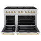 ZLINE Autograph Package - 48 In. Gas Range and Range Hood in Satin Stainless Steel with Champagne Bronze Accents, 2AKPR-RGSRH48-CB