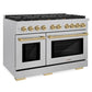ZLINE Autograph 48" 6.7 cu. ft. Paramount Double Oven Gas Range with 8 Burner Cooktop in Satin Stainless Steel and Champagne Bronze Accents, SGRSZ-48-CB