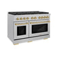 ZLINE Autograph Package - 48 In. Gas Range and Range Hood in Satin Stainless Steel with Champagne Bronze Accents, 2AKPR-RGSRH48-CB