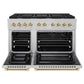 ZLINE Autograph Package - 48 In. Gas Range and Range Hood in Satin Stainless Steel with Gold Accents, 2AKPR-RGSRH48-G