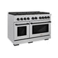 ZLINE Autograph 48" 6.7 cu. ft. Paramount Double Oven Gas Range with 8 Burner Cooktop in Satin Stainless Steel and Matte Black Accents, SGRSZ-48-MB