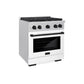 ZLINE Autograph 36" 5.2 cu. ft. Paramount Dual Fuel Range with 6 Burner Gas Cooktop and Electric Convection Oven in Satin Stainless Steel with White Matte Door and Champagne Bronze Accents, SDRSZ-WM-36-CB