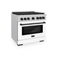 ZLINE Autograph 36" 5.2 cu. ft. Paramount Dual Fuel Range with 6 Burner Gas Cooktop and Electric Convection Oven in Satin Stainless Steel with White Matte Door and Matte Black Accents, SDRSZ-WM-36-MB