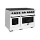 ZLINE Autograph 48" 6.7 cu. ft. Paramount Double Oven Dual Fuel Range with 8 Burner Gas Cooktop in Satin Stainless Steel with White Matte Doors and Matte Black Accents, SDRSZ-WM-48-MB