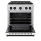 ZLINE Autograph 30" 4.2 cu. ft. Paramount Gas Range with 4 Burner Cooktop and Convection Gas Oven in Satin Stainless Steel with White Matte Door and Matte Black Accents, SGRSZ-WM-30-MB